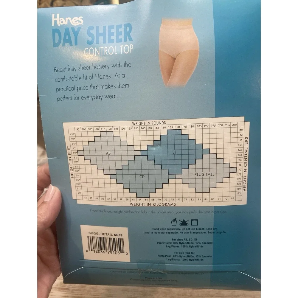 Hanes Day Sheer Stockings 2 Pack Travel Buff Control Top Size CD Sandalfoot